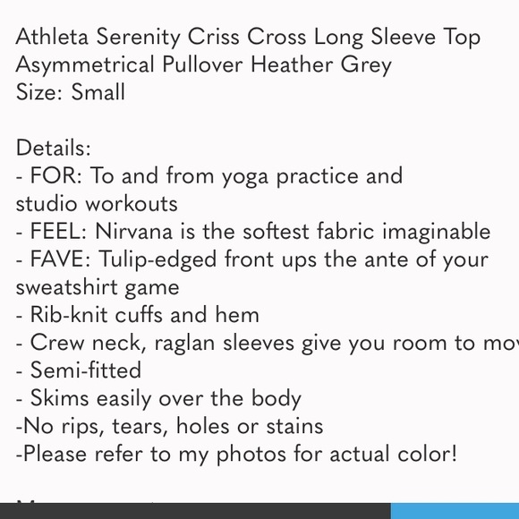 ATHLETA Serenity Heather gray criss cross asymmetrical pullover medium - Picture 6 of 6